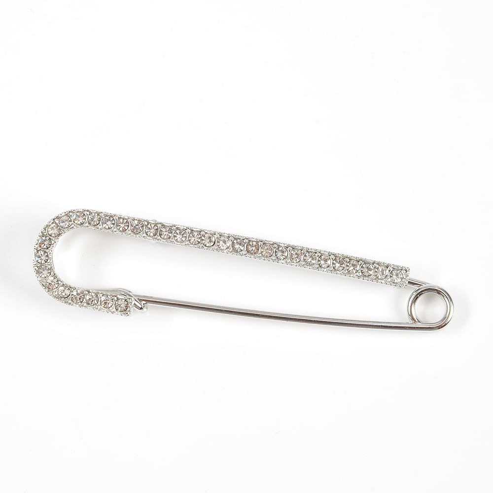 Brosa martisor ac de siguranta cu pietre albe