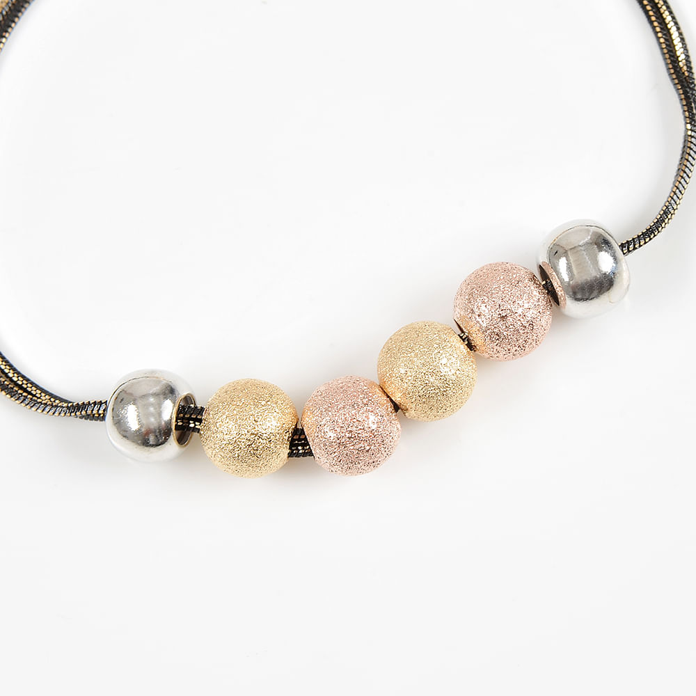 Bratara neagra cu accesorii multicolore - 1 | YEO