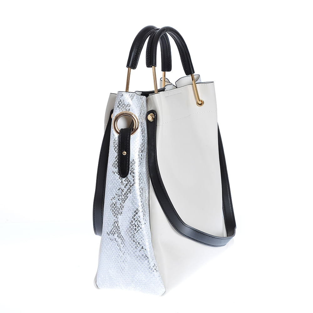 Geanta bej cu model piele de sarpe - 1 | YEO