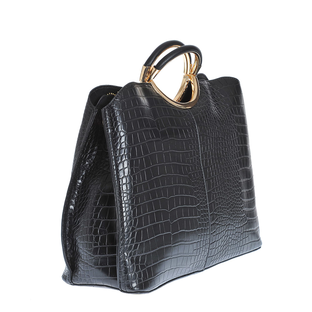Geanta neagra cu model animal print - 1 | YEO