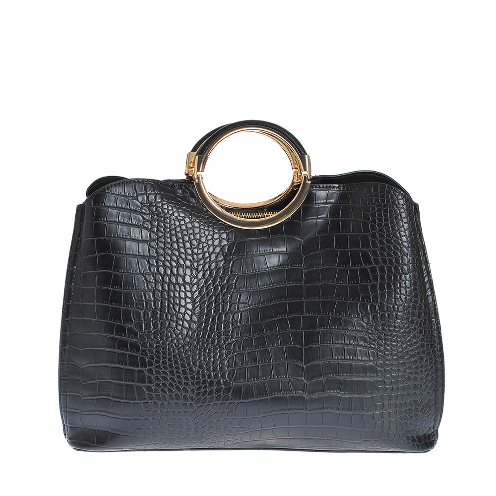Geanta neagra cu model animal print - 3 | YEO