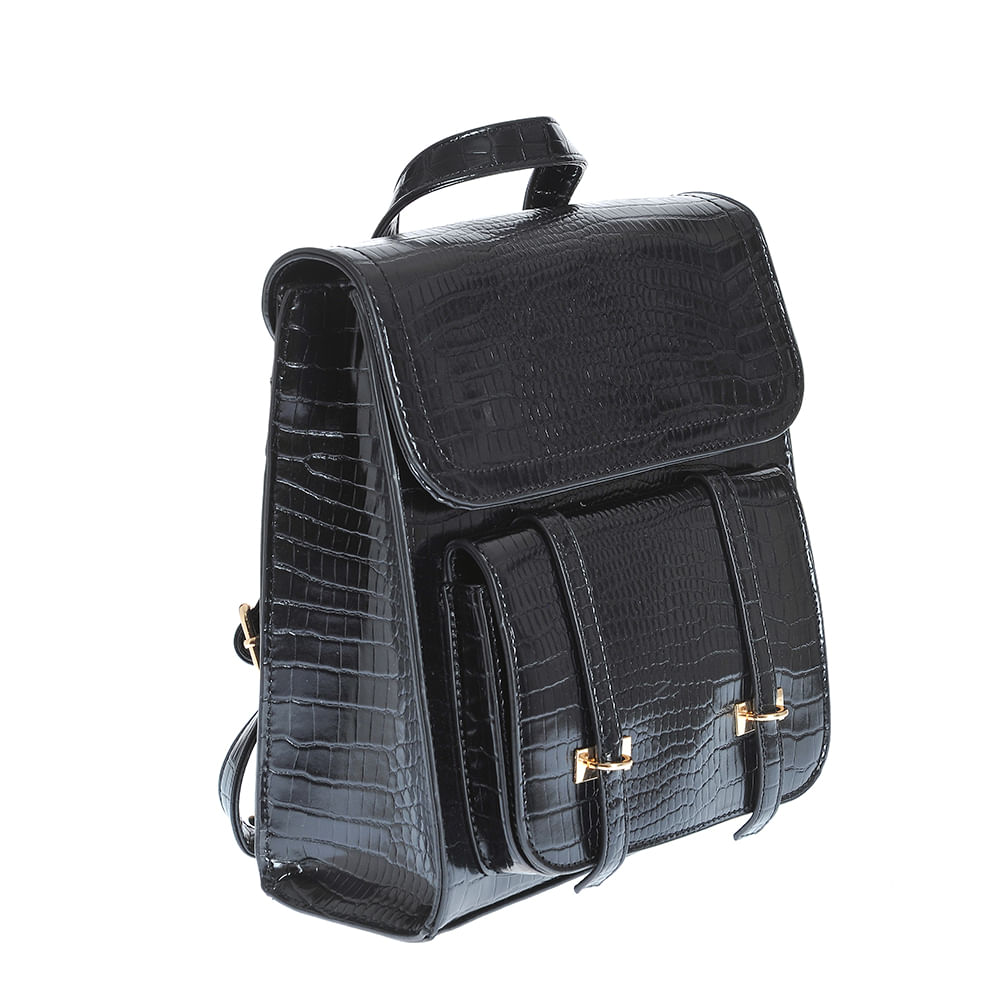 Rucsac negru din piele ecologica cu buzunare - 1 | YEO