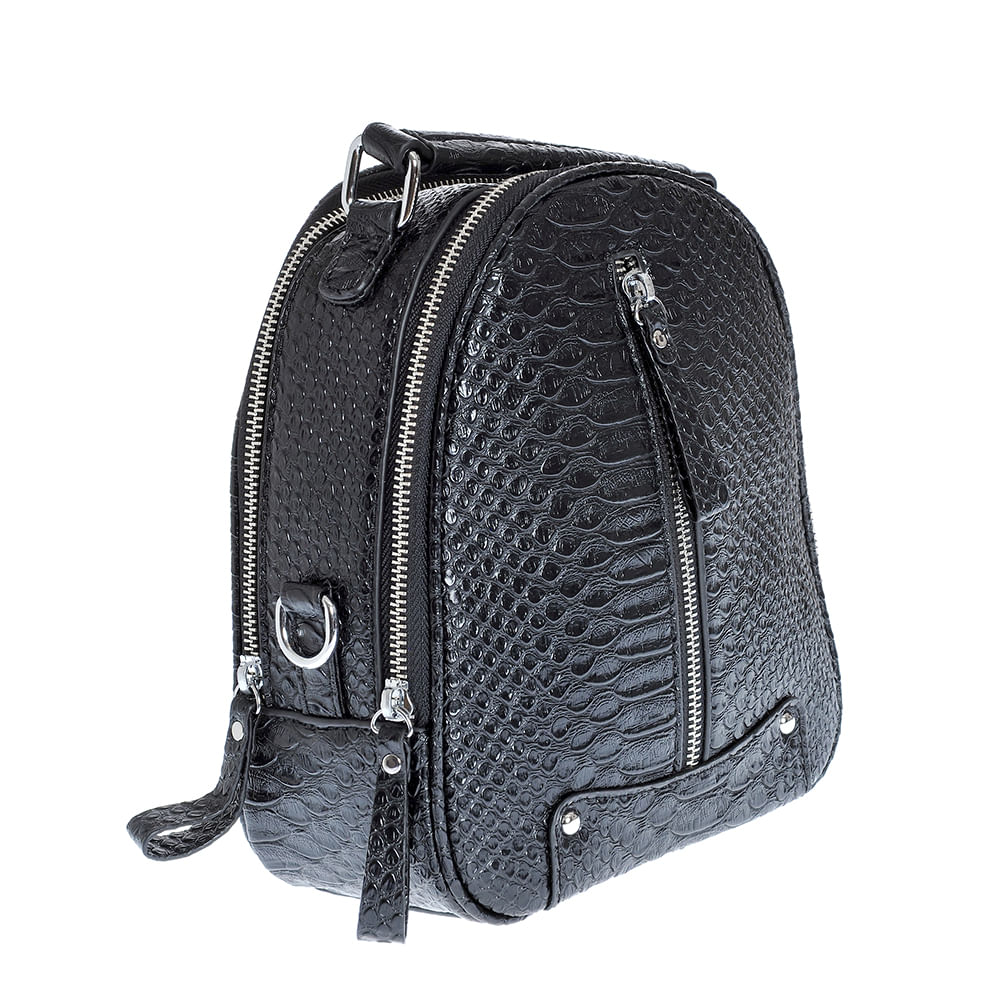 Rucsac negru cu fermoar decorativ - 1 | YEO
