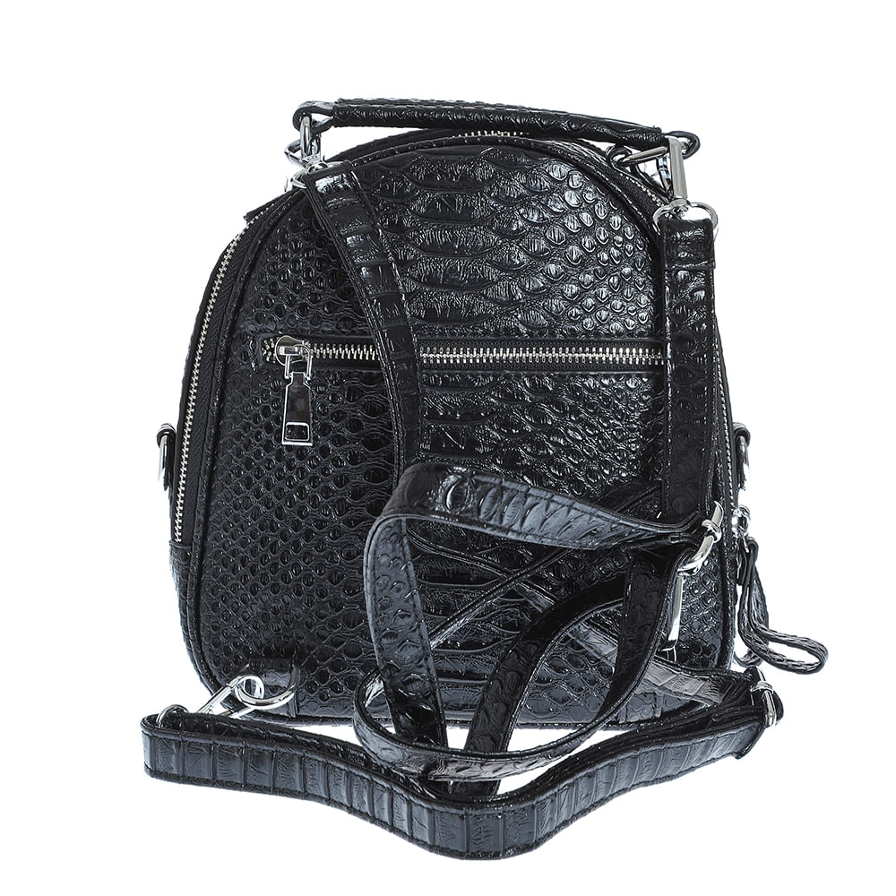 Rucsac negru cu fermoar decorativ - 2 | YEO