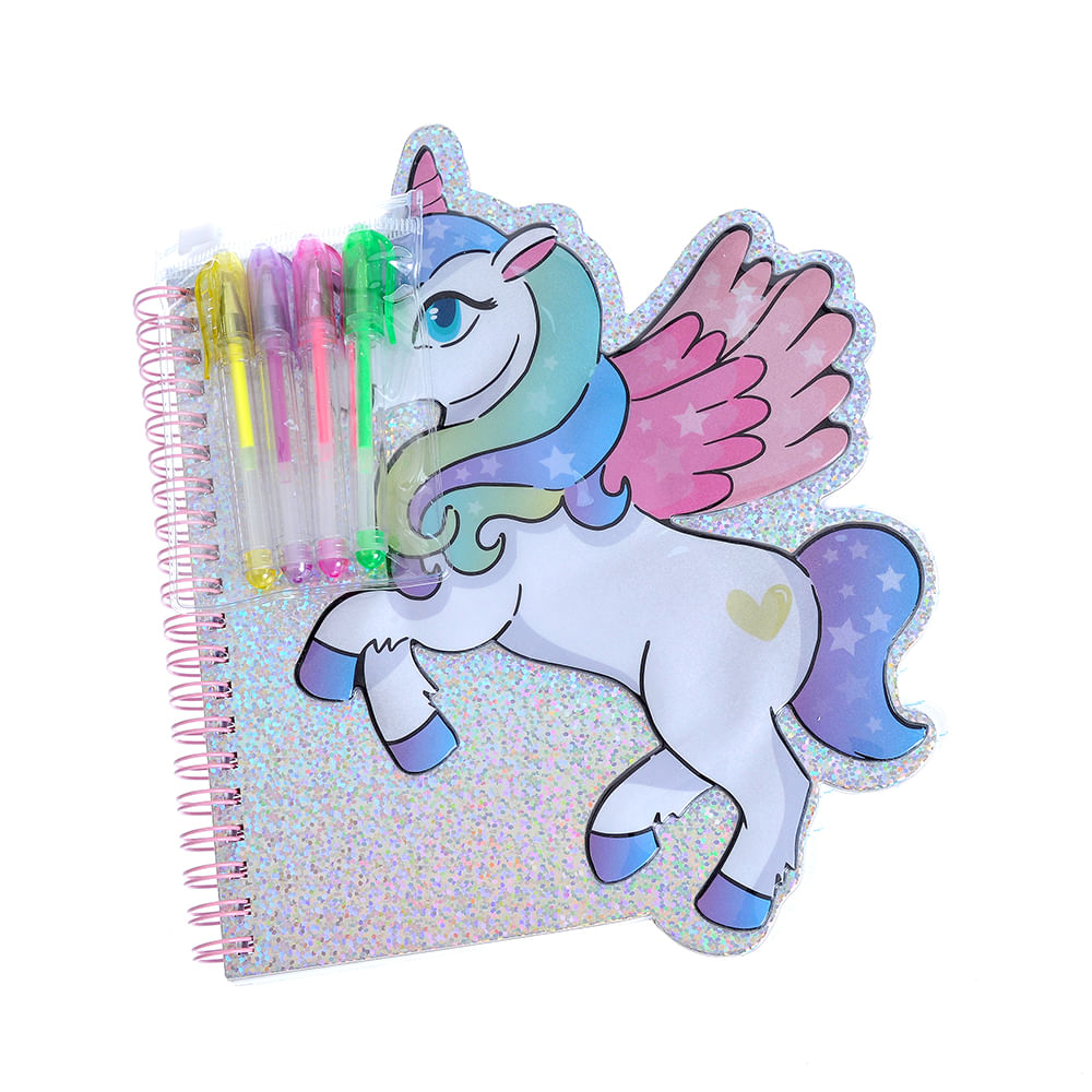 Agenda cu unicorn si pixuri colorate