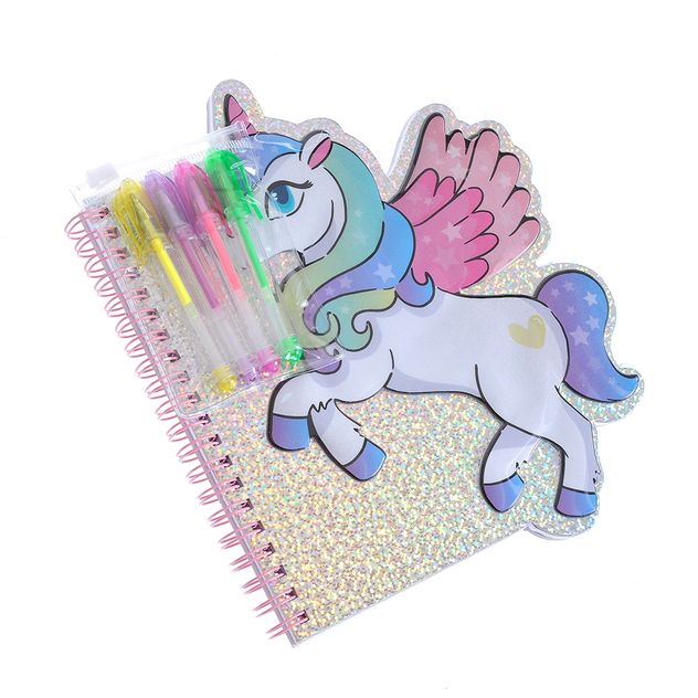 Agenda cu unicorn si pixuri colorate