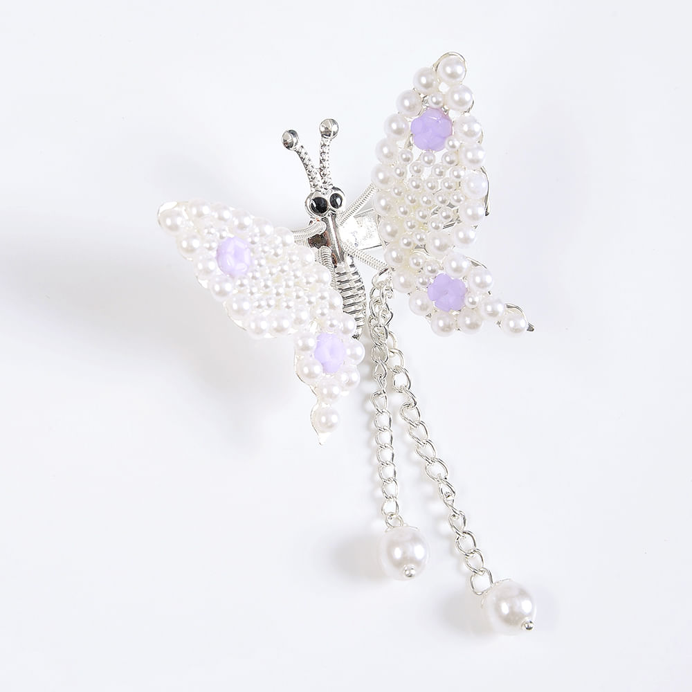 Agrafa de par fluture cu perle albe - 2 | YEO