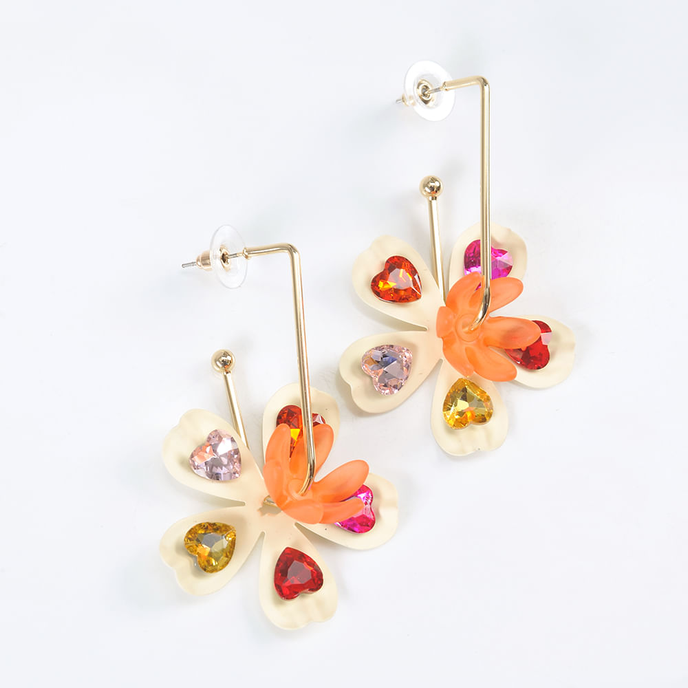 Cercei forma floare cu pietre multicolore - 1 | YEO
