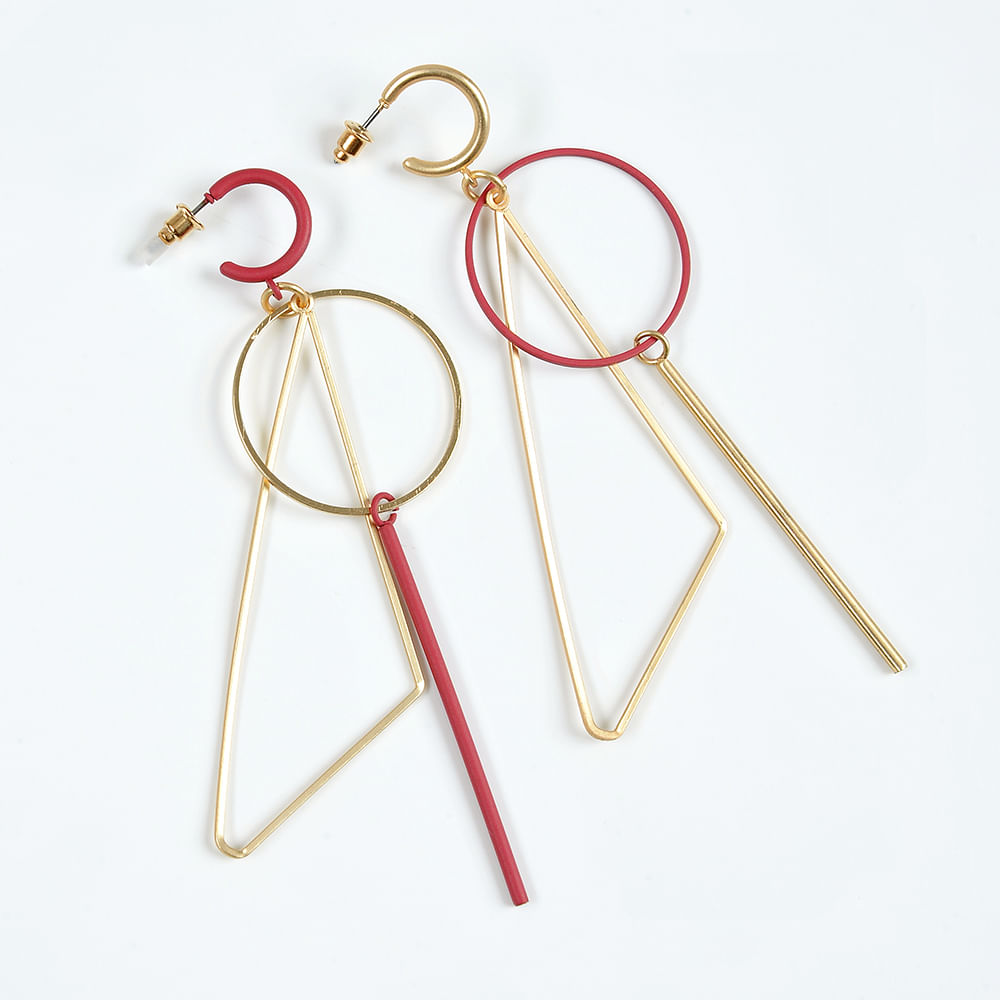 Cercei aurii cu accesorii roz - 1 | YEO