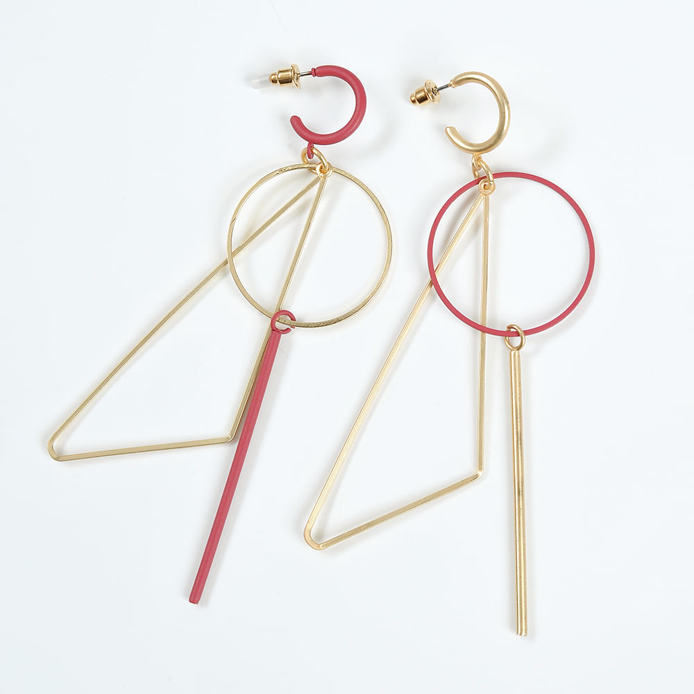Cercei aurii cu accesorii roz - 2 | YEO