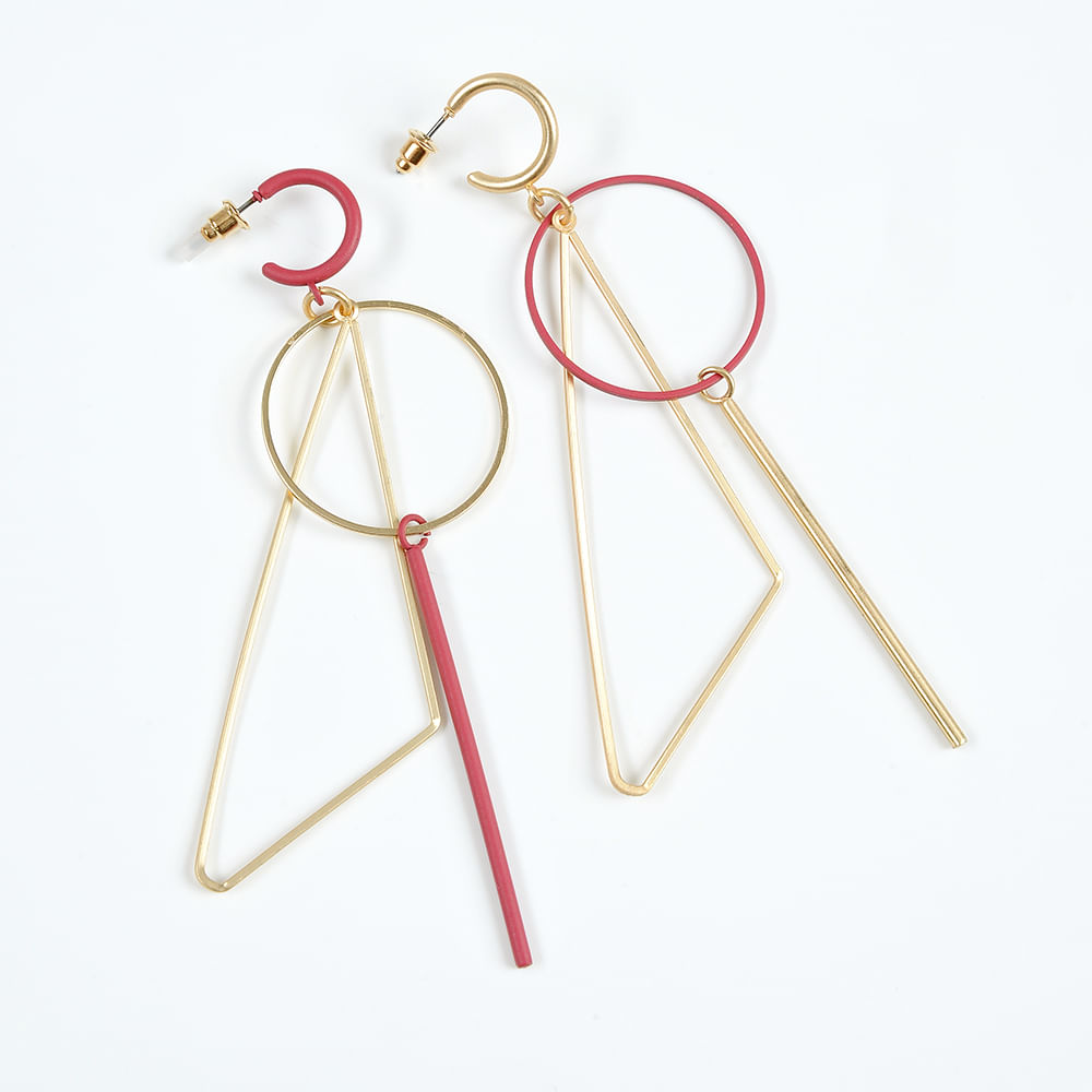 Cercei aurii cu accesorii roz - 3 | YEO