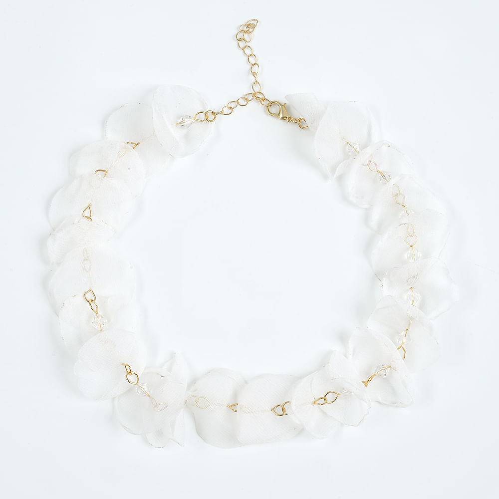 Colier auriu cu flori albe - 2 | YEO