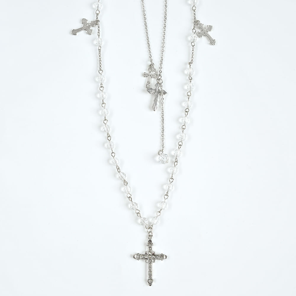 Colier argintiu cu cruciulite - 3 | YEO