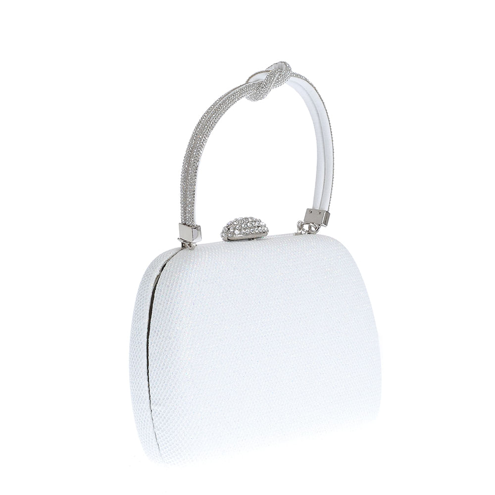 Geanta plic alba cu sclipici multicolor - 1 | YEO