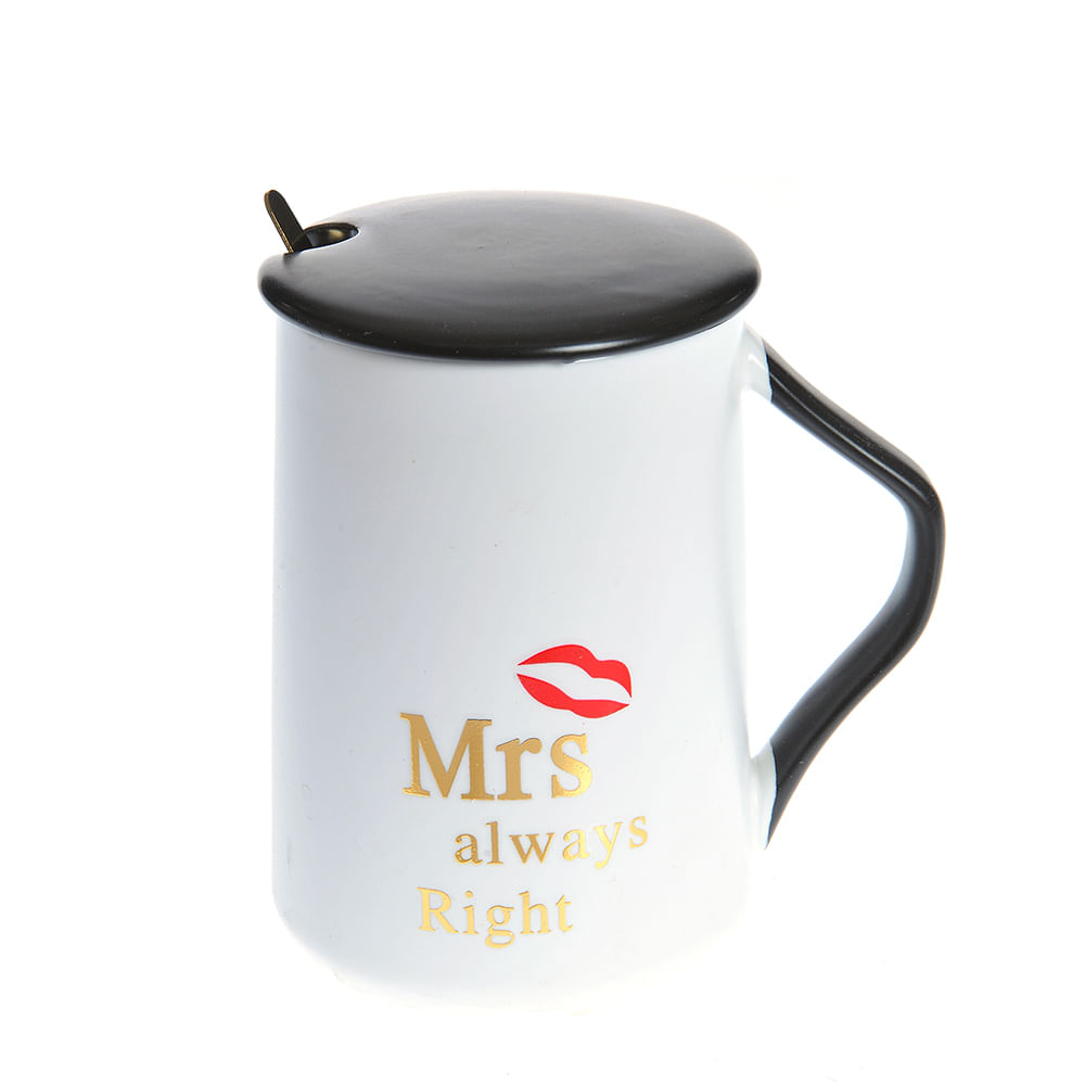Cana cu capac si lingurita Mrs always Right - 4 | YEO