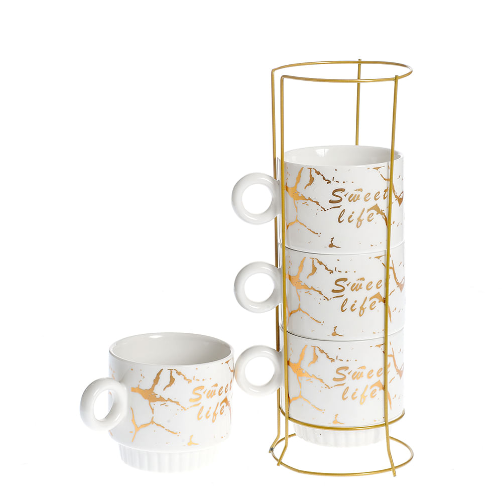 Set 4 cesti cu suport - Sweet life - 1 | YEO