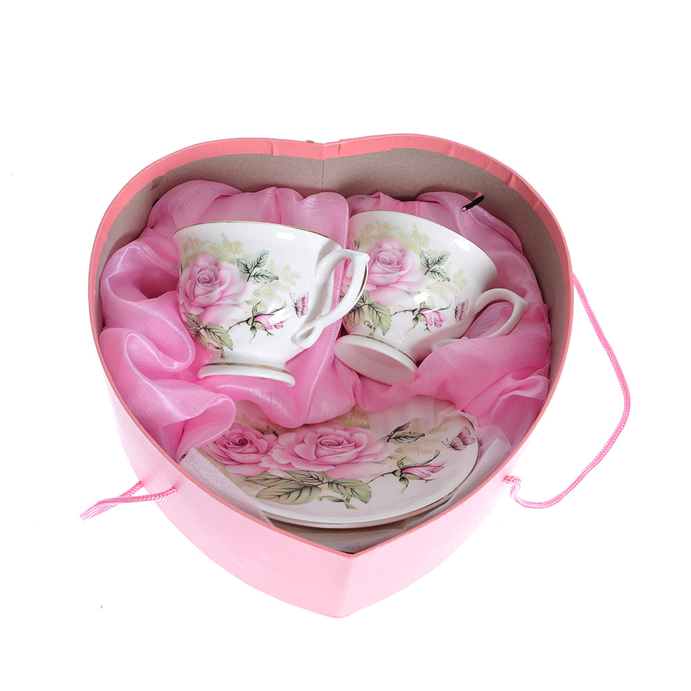 Set 2 cesti 200 ml cu farfurii imprimeu floral - 2 | YEO
