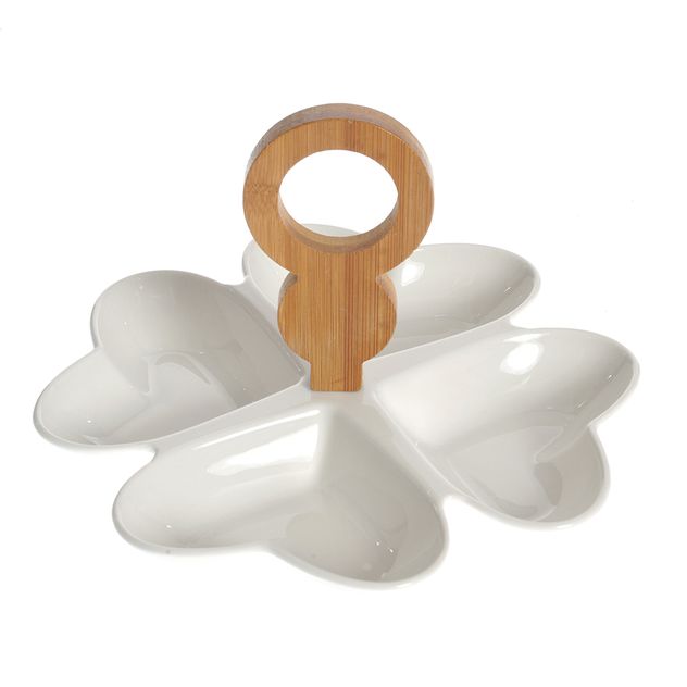 Platou din ceramica pentru aperitive cu 4 compartimente