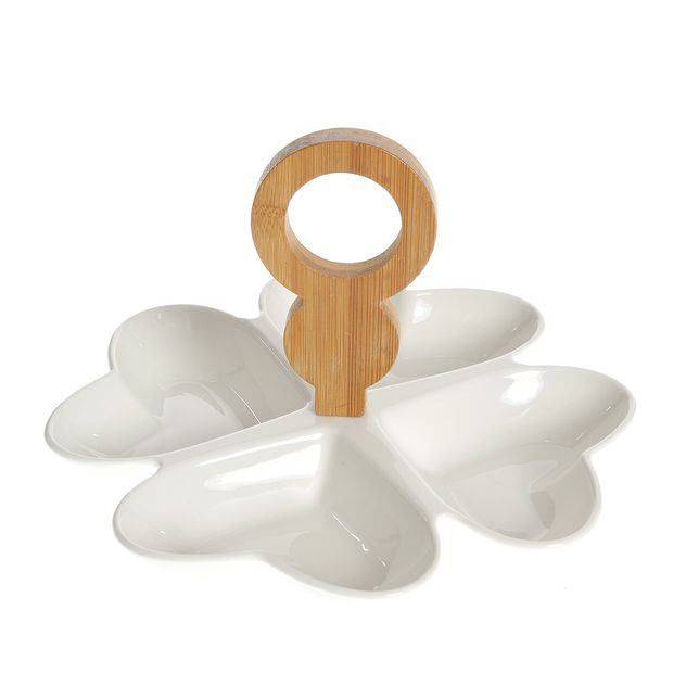 Platou din ceramica pentru aperitive cu 4 compartimente
