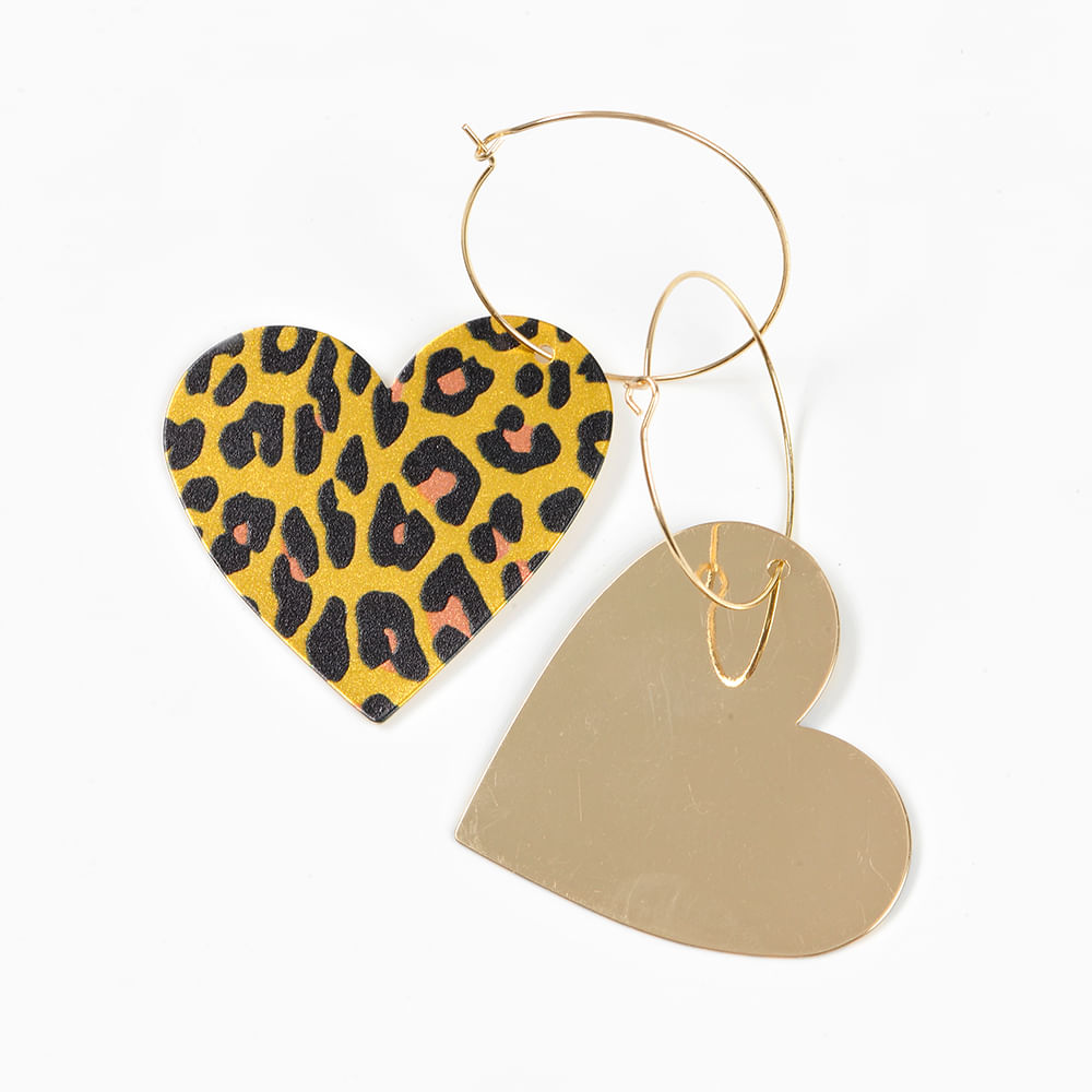 Cercei lungi inimi cu model animal print - 3 | YEO