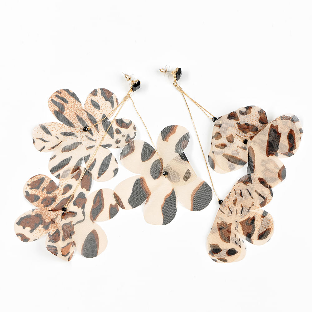 Cercei flori cu model animal print - 1 | YEO