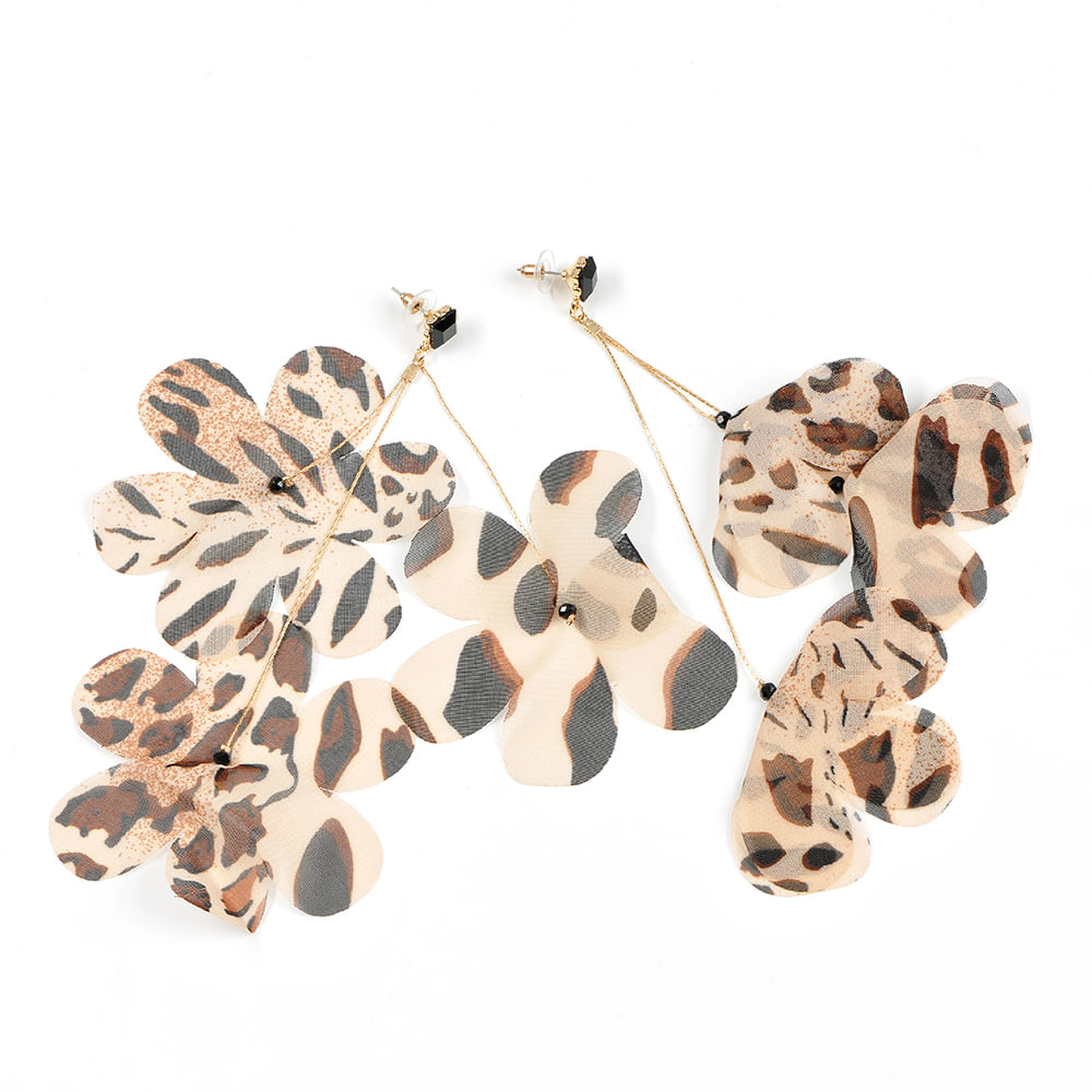 Cercei flori cu model animal print - 2 | YEO