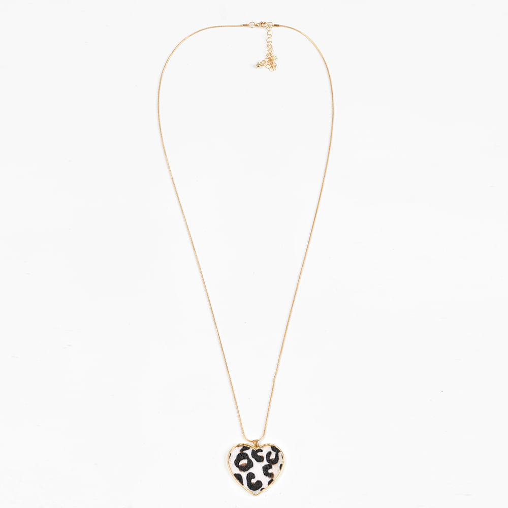 Colier cu pandantiv inima si model animal print - 3 | YEO