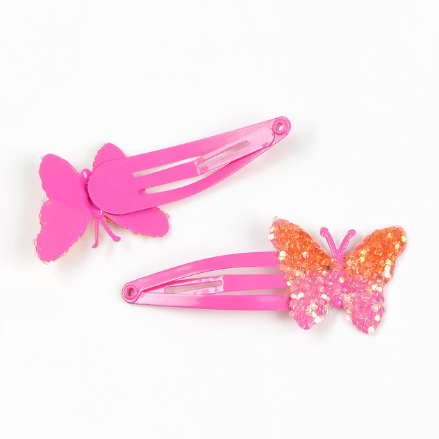 Set 2 agrafe roz cu fluture