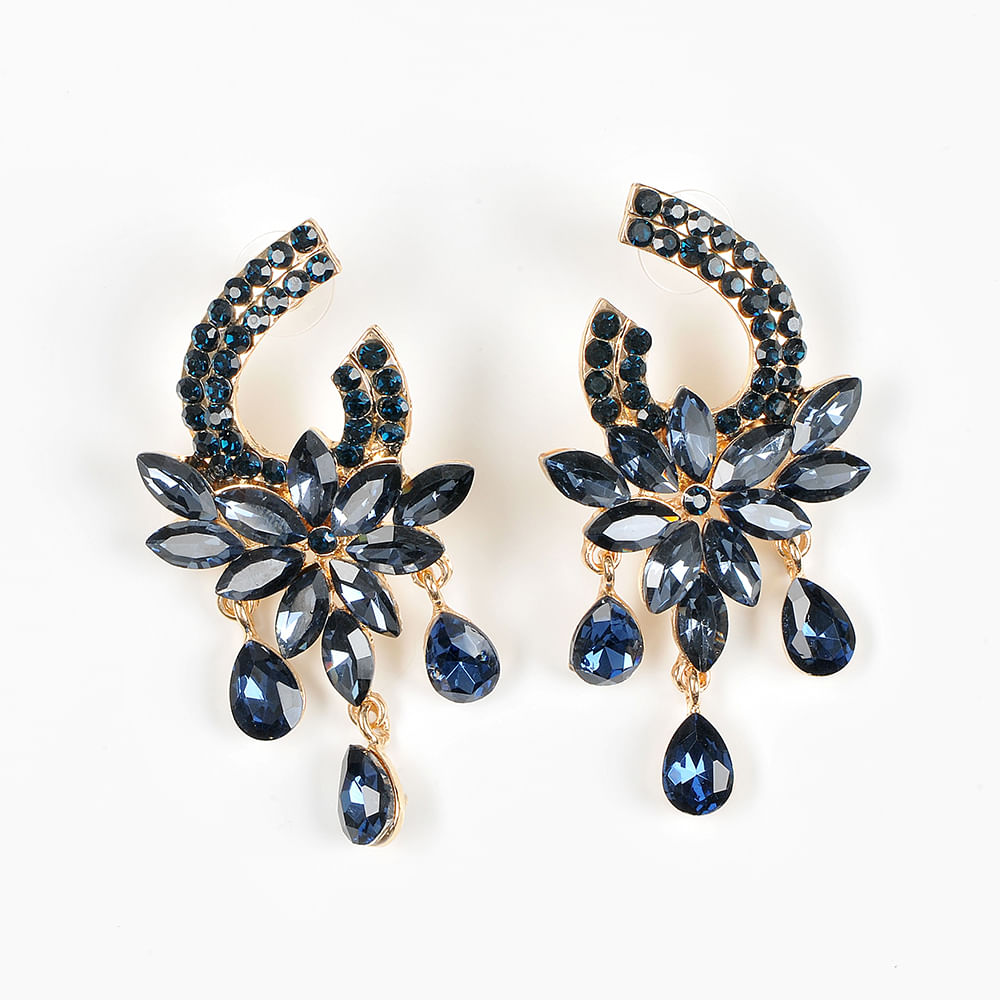 Cercei candelabru cu pietre bleumarin - 2 | YEO