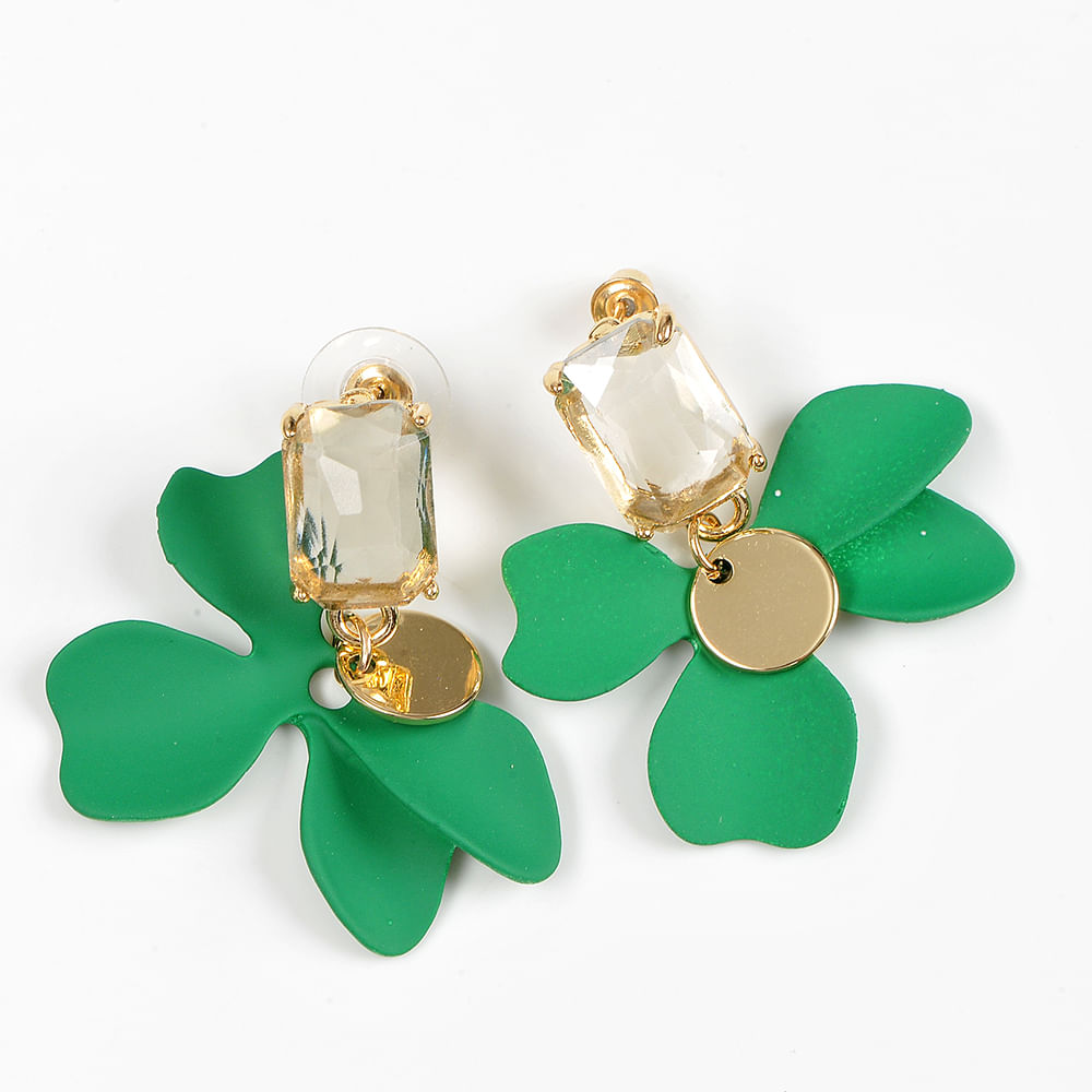 Cercei cu floare verde - 3 | YEO