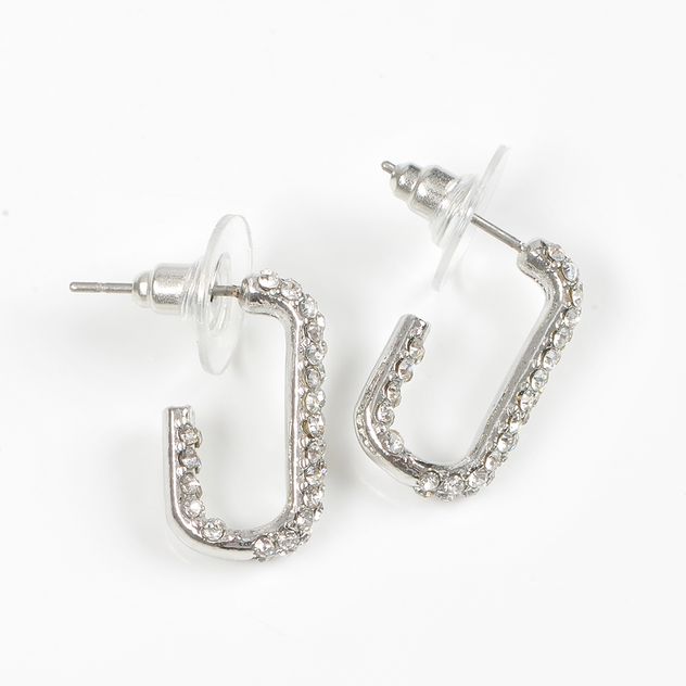 Cercei eleganti argintii tip semi-cerc