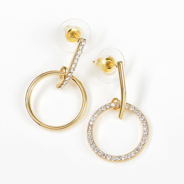 Cercei aurii rotunzi cu design modern