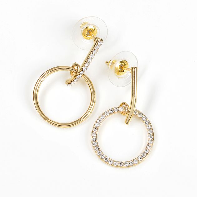 Cercei aurii rotunzi cu design modern