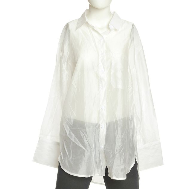Camasa alba oversize din material vaporos