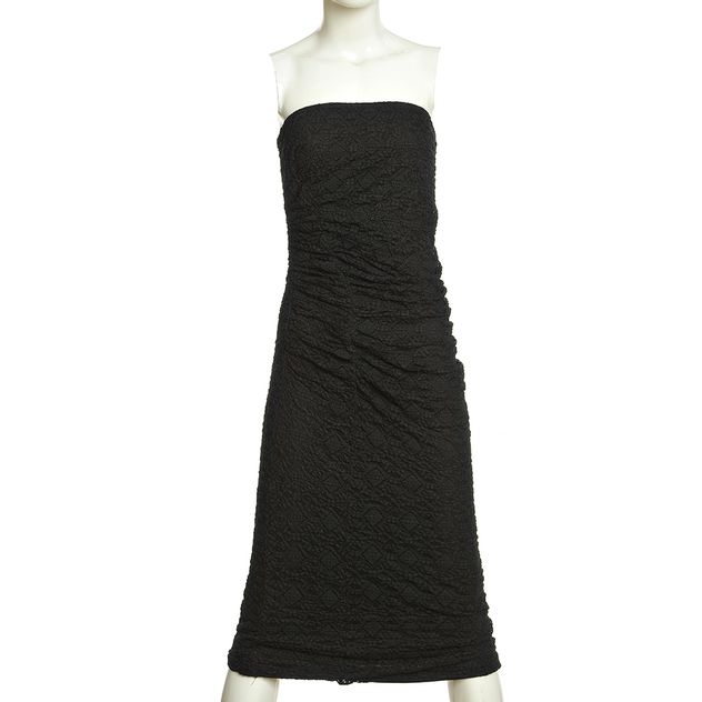 Rochie eleganta neagra cu croi drept si material texturat