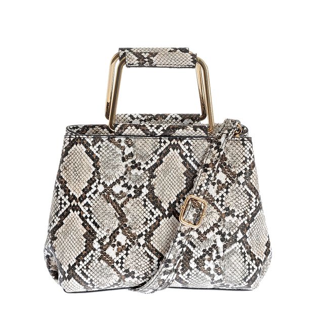 Geanta cu model animal print si manere metalice