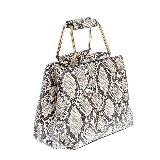 Geanta cu model animal print si manere metalice