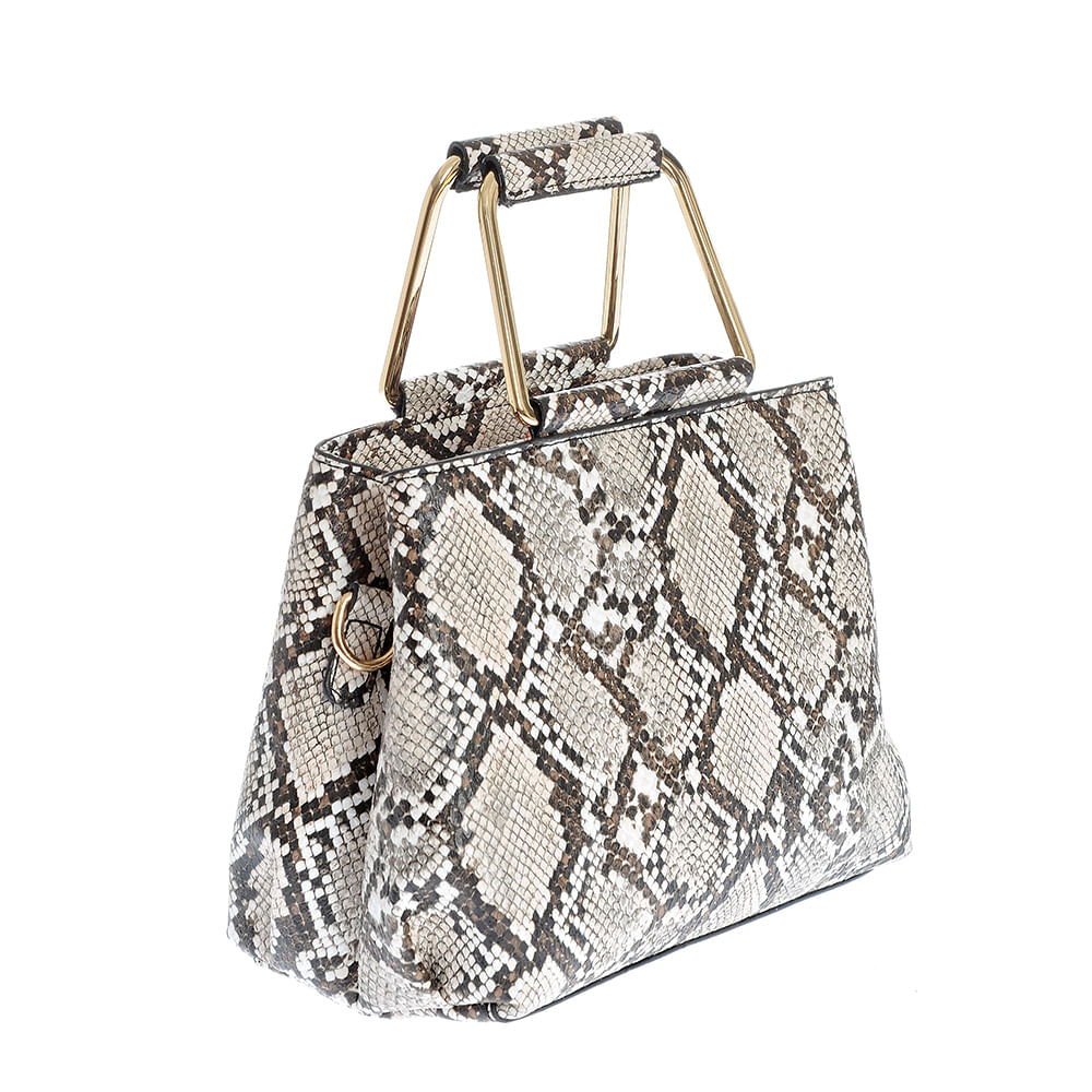Geanta cu model animal print si manere metalice - 1 | YEO