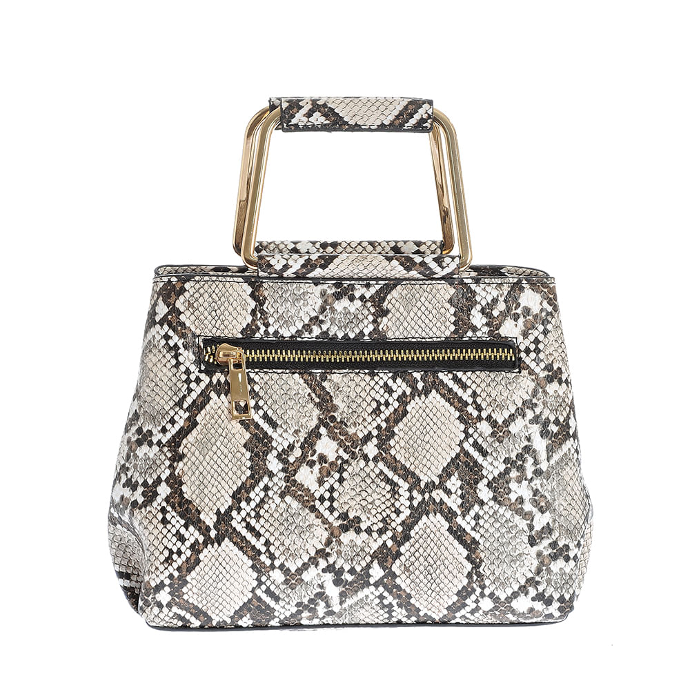 Geanta cu model animal print si manere metalice - 2 | YEO