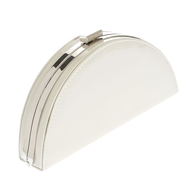 Geanta plic cu aspect lacuit si bareta din perle