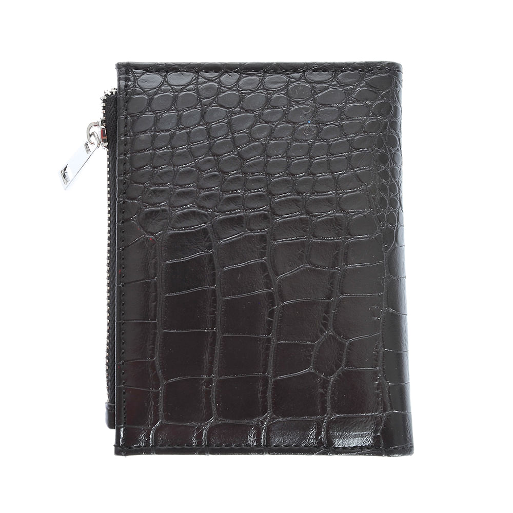 Portofel negru cu aspect piele de sarpe