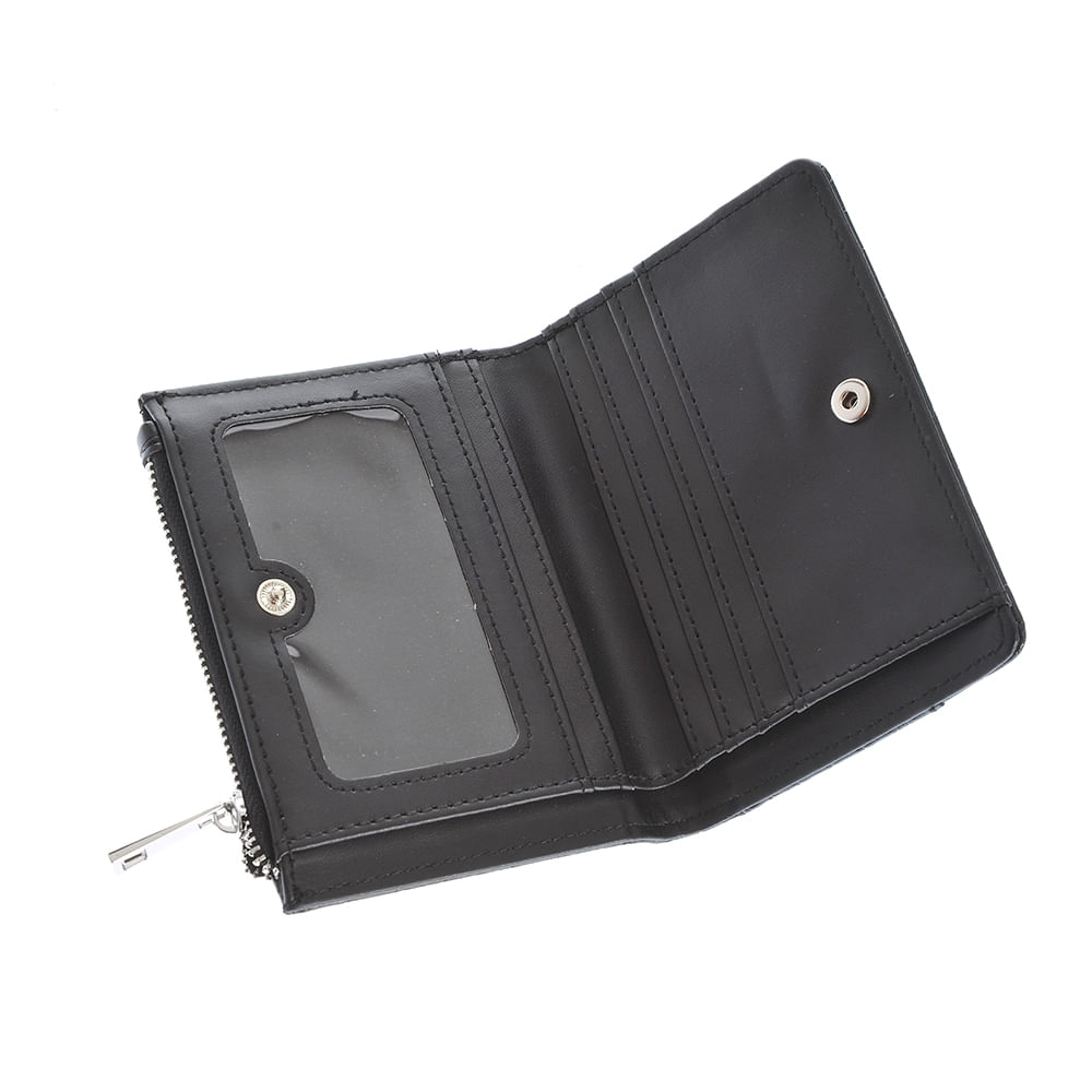Portofel negru cu aspect piele de sarpe - 2 | YEO