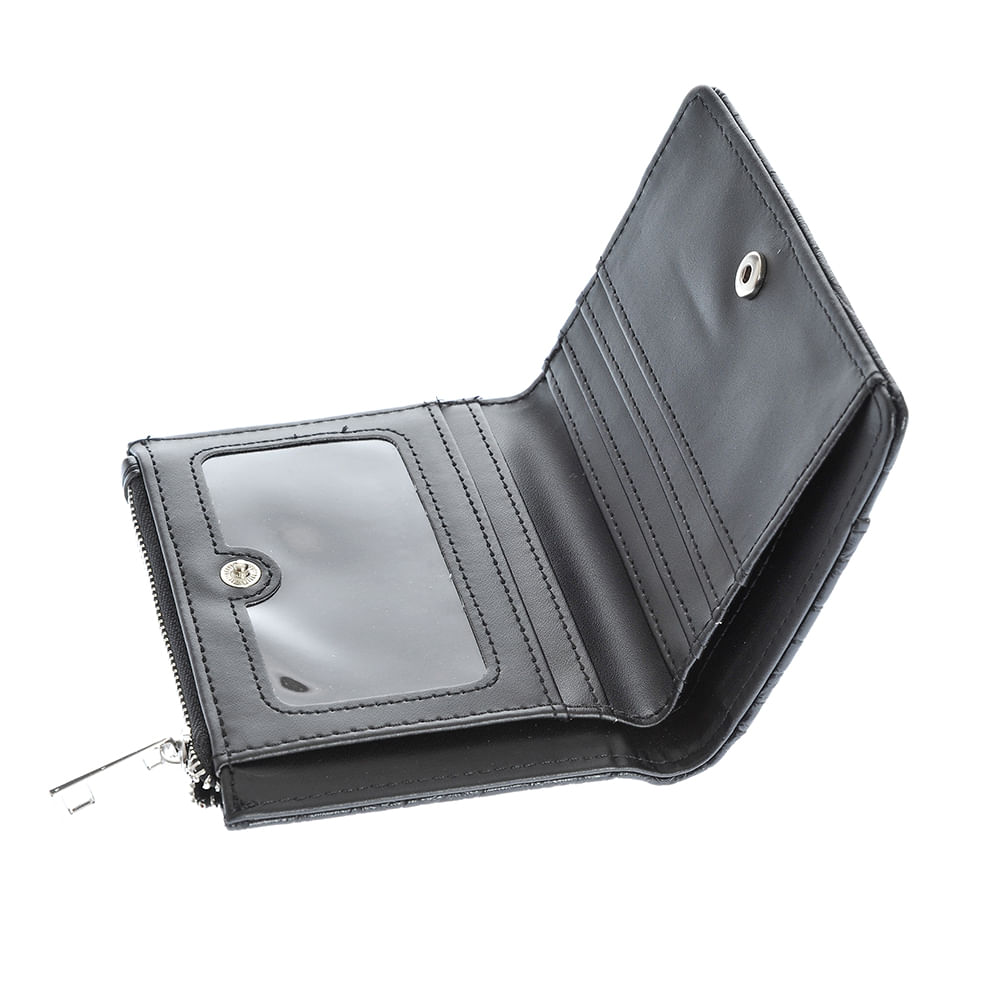 Portofel negru cu aspect piele de sarpe - 3 | YEO