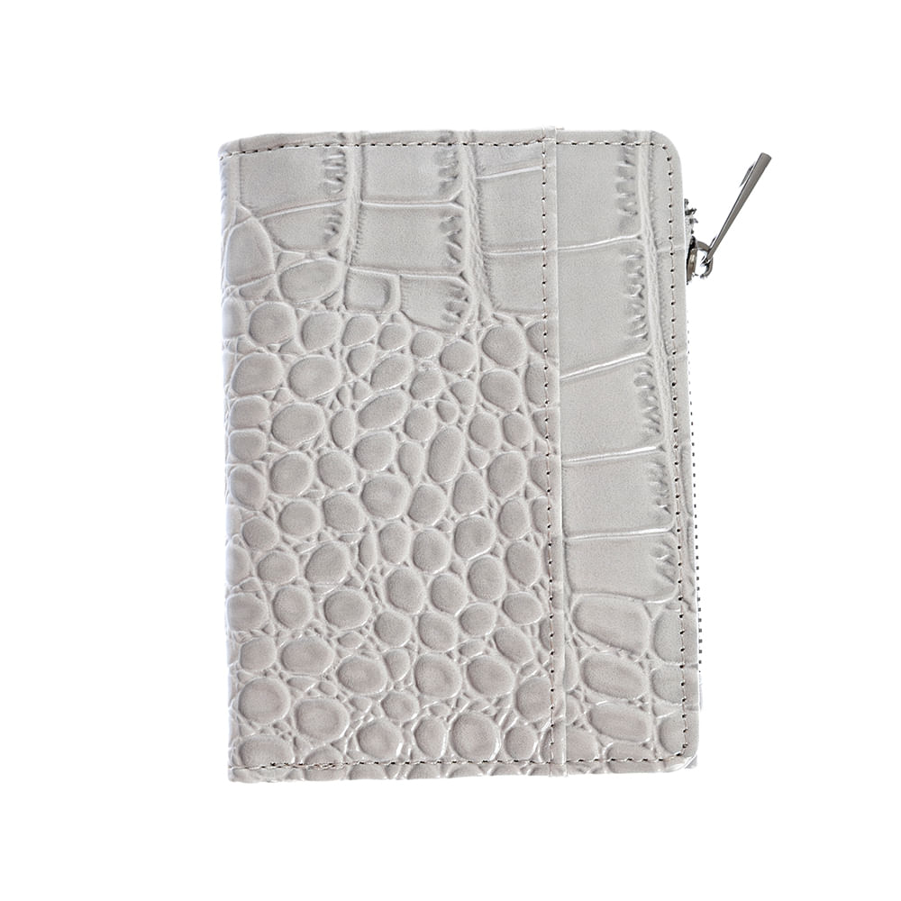 Portofel gri din piele ecologica cu model animal print