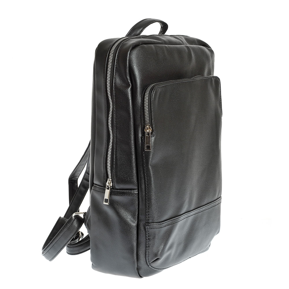 Rucsac negru incapator din piele ecologica - 1 | YEO