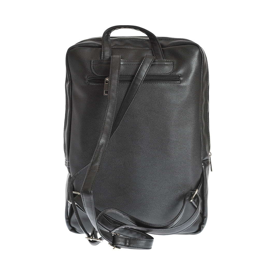 Rucsac negru incapator din piele ecologica - 2 | YEO