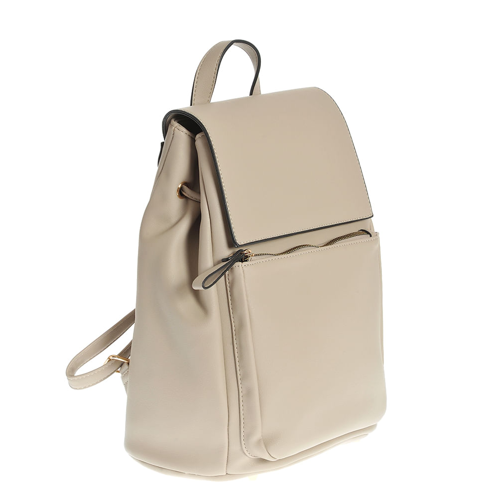Rucsac bej din piele ecologica cu snur - 1 | YEO