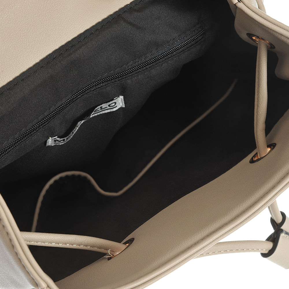 Rucsac bej din piele ecologica cu snur - 3 | YEO