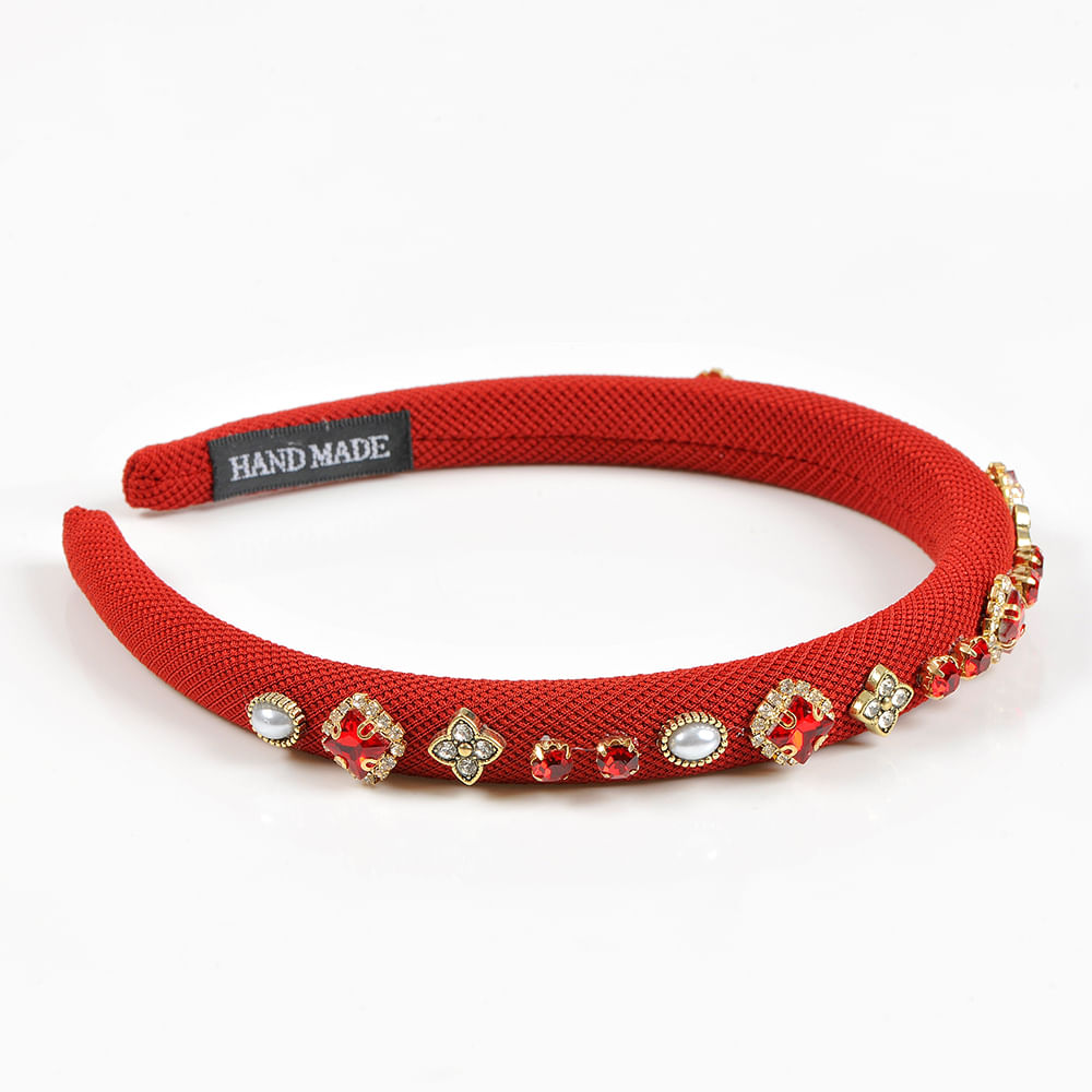 Bentita rosie cu pietre acrilice - 2 | YEO