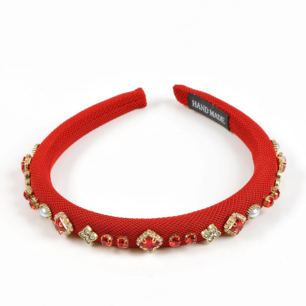 Bentita rosie cu pietre acrilice - 3 | YEO